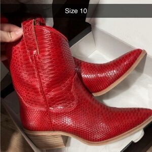 Red Western Ankle Boots